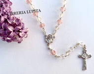 Rosario de Cristal Rosa & Blanco