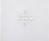 Purificador Para Comulgar GRANDE 12" x 18"~ White Fleur-de-Lis Cross Chalice Pall