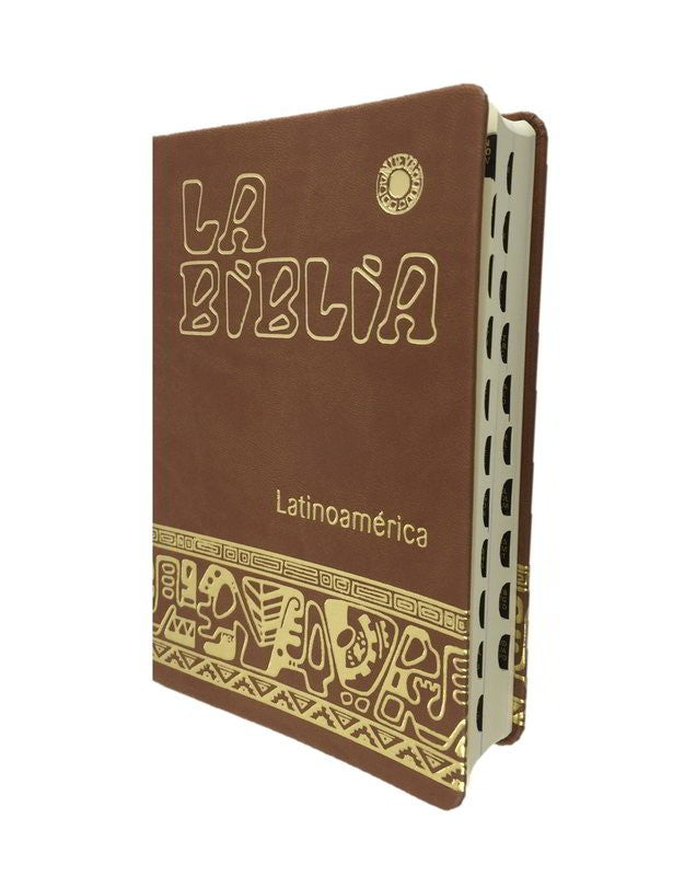 Biblia Latinoamericana Tamaño Mediano Imitacion piel con Indices~Cafe
