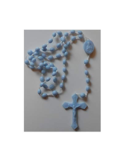 25 Blue Plastic Bead Cord Rosary