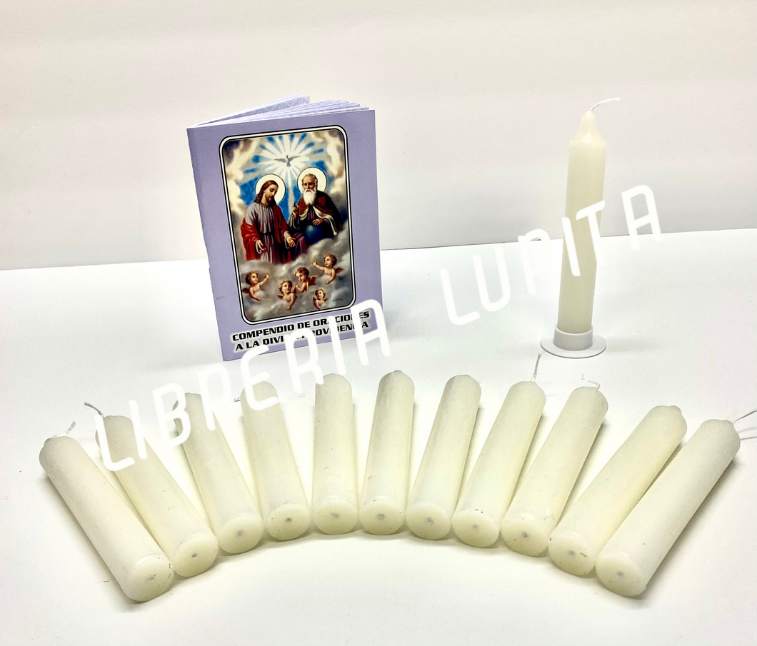 Set of 12 Devotional Candles to the Holy Trinity/Set de 12 Velitas Devocionales a la Santisima Trinidad
