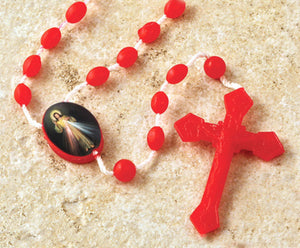 25 Divine Mercy Plastic Bead Cord Rosary